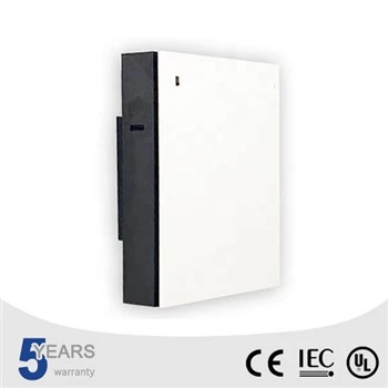 Slim white wall-mounted Power Wall battery cabinet, side view