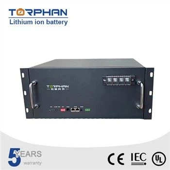 Dark rack-mount lithium ion battery module with handles and protection panel