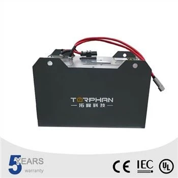 Black lithium ion forklift battery pack with red cables