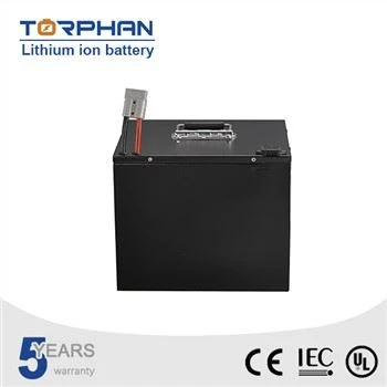 Black golf cart lithium battery pack with metal top handle