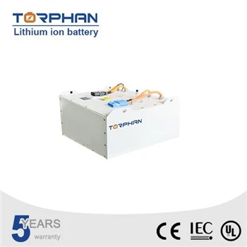 White lithium forklift battery pack, top view